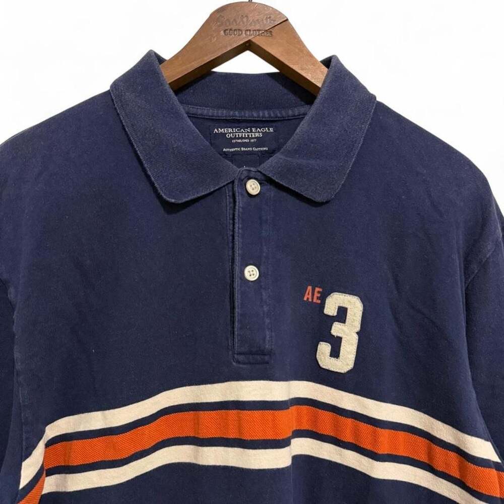 American Eagle Outfitters Vintage Striped Number 3 Polo Shirt